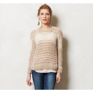 AUGDEN NEW YORK Galan Crochet Alpaca Open Knit Sweater Anthropologie L $285